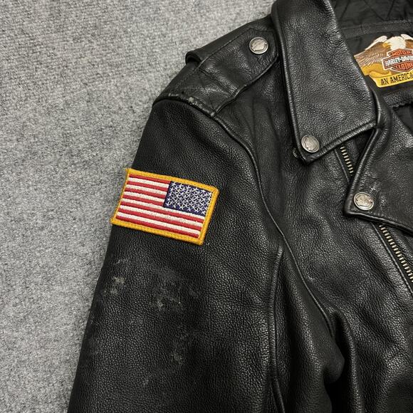 Vintage Harley-Davidson Jacket Mens Medium Leather Biker POW MIA Patch 2002 - Picture 8 of 15